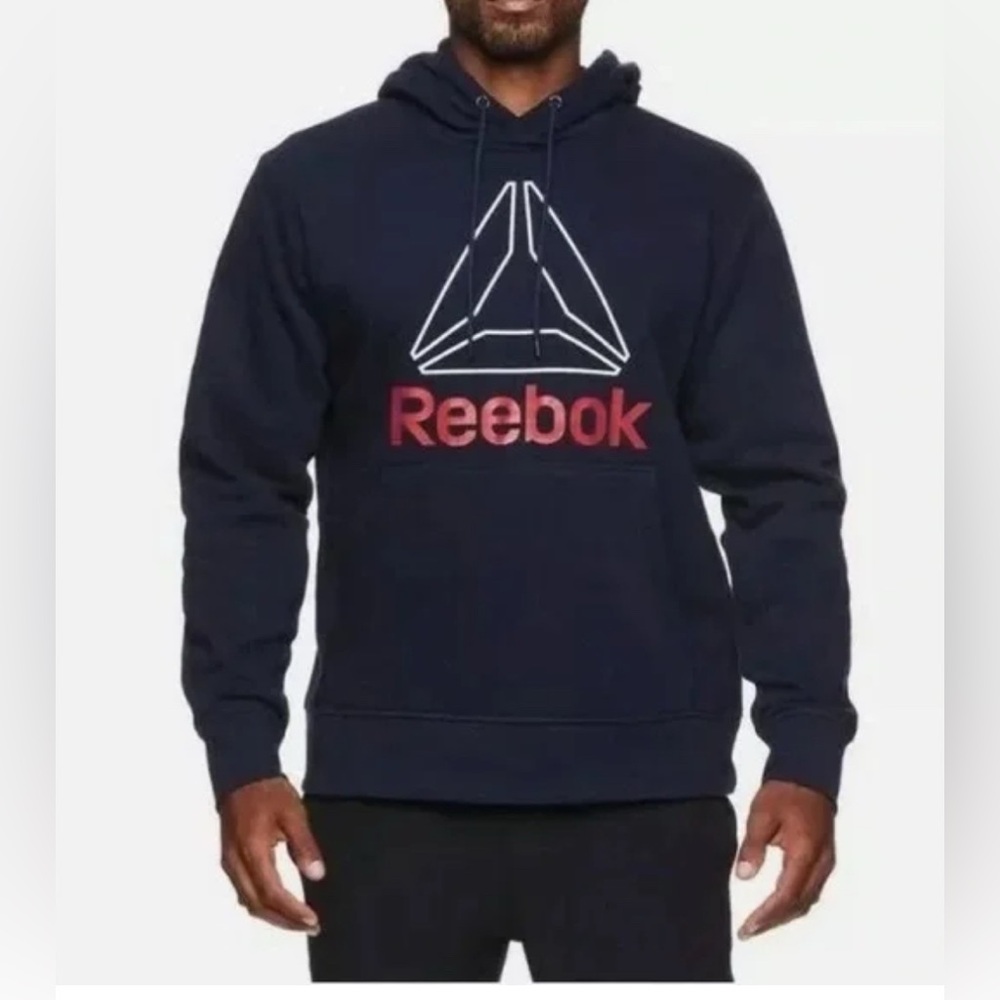 REEBOK TRAINING ACTIVEWEAR Sweatshirt Hoodie NAVY BLUE kangaroo Pkts MED No Wear